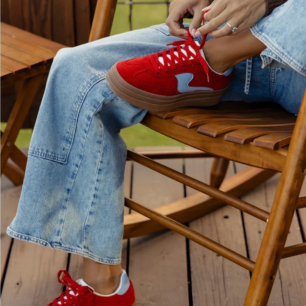 Roolee Red and White Women's Sneakers